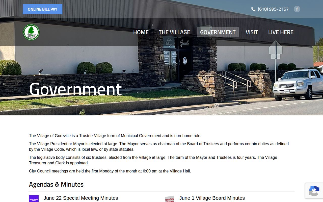 Goreville official government page with police contact for Goreville arrest records
