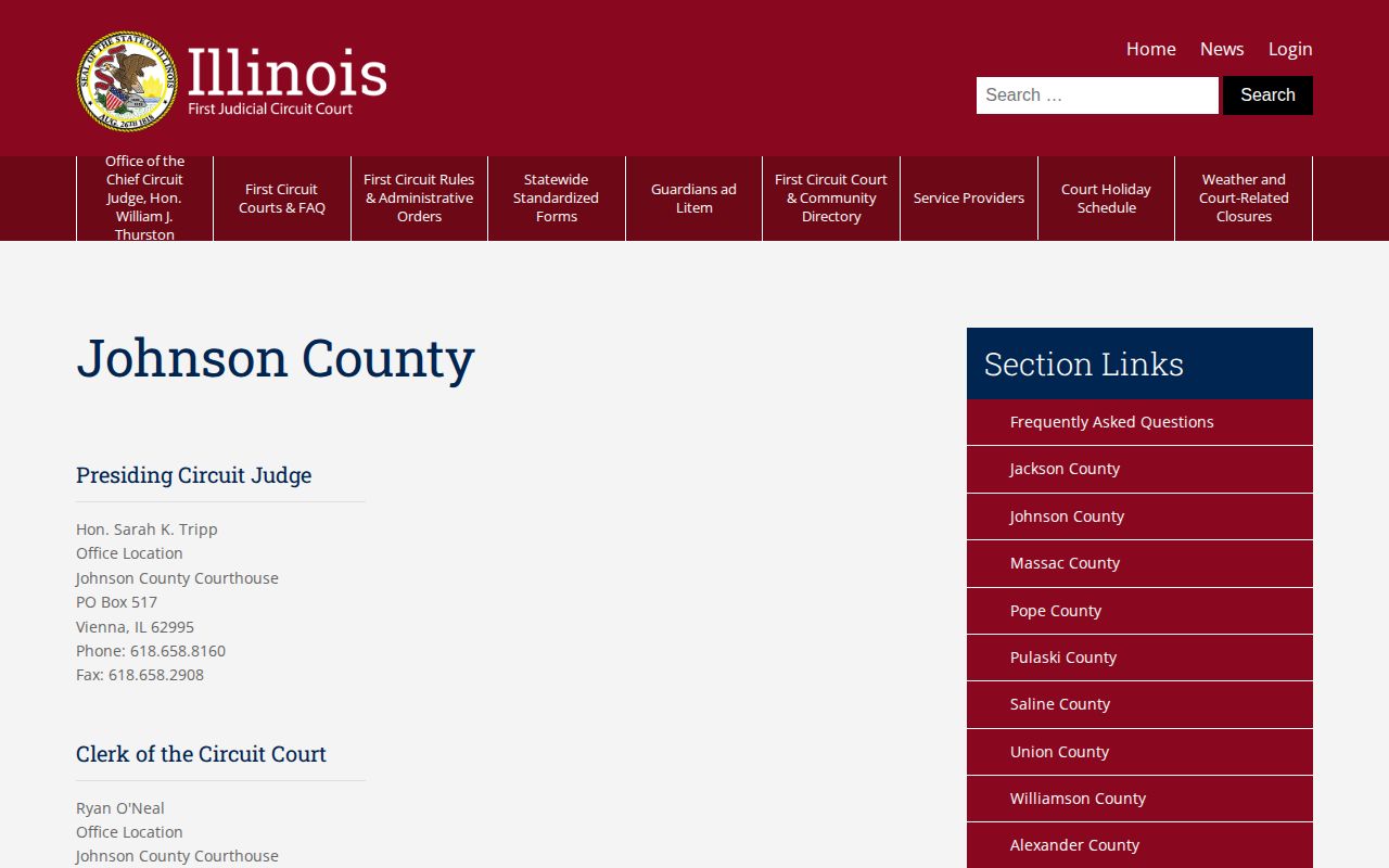 First Judicial Circuit Johnson County court contact source