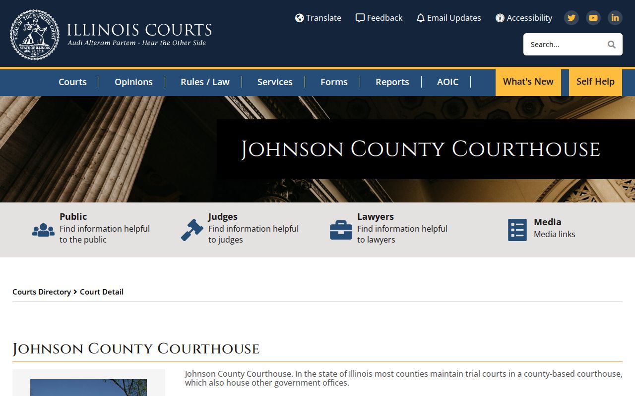 Illinois Courts Johnson County directory for court and warrant questions