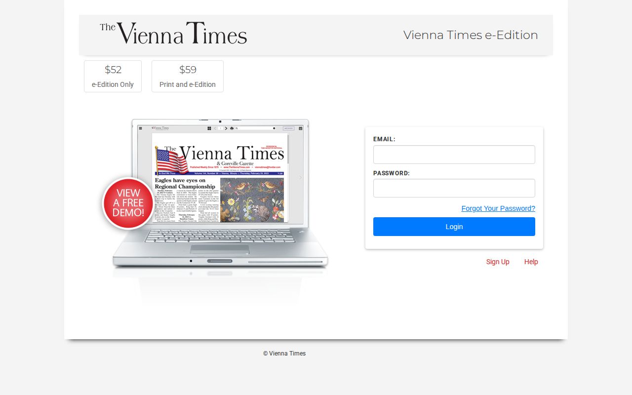 The Vienna Times digital edition local-news lead