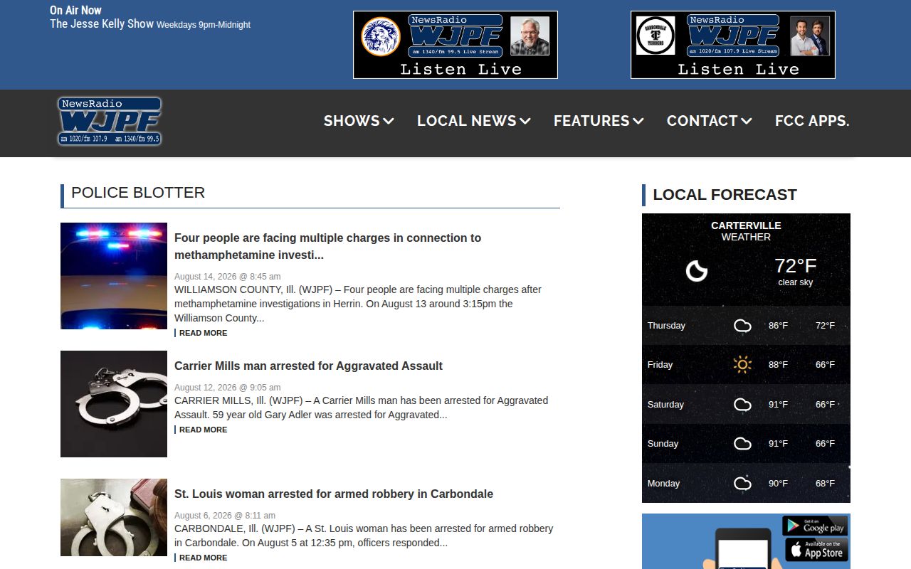 KFVS regional crime-news landing page covering Johnson County leads