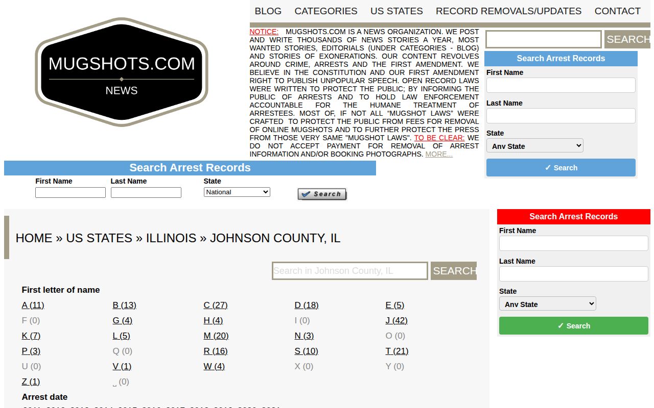 Unofficial historical Johnson County Illinois mugshot section reference