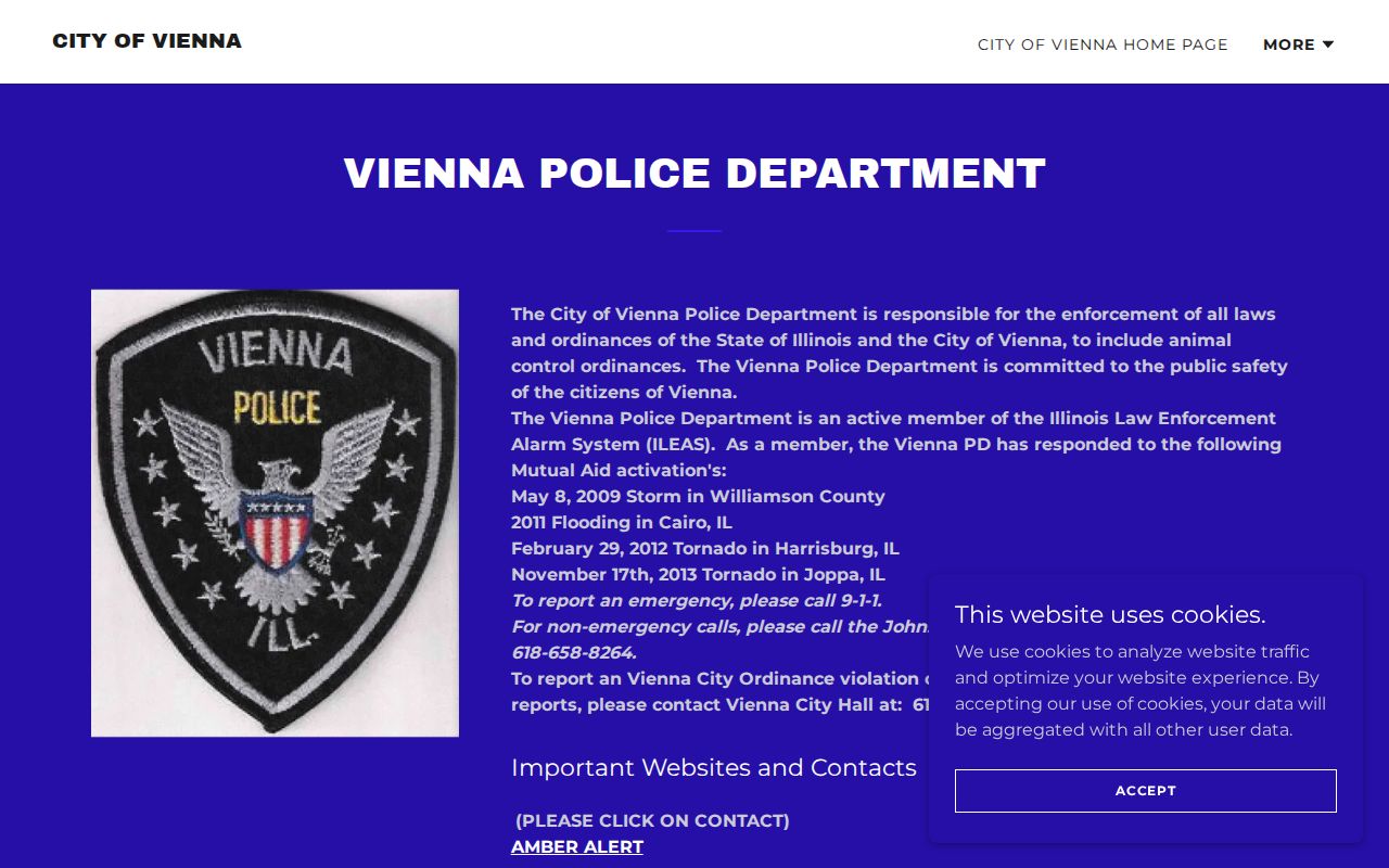 Vienna Police Department official contact page for Vienna arrest records and booking information